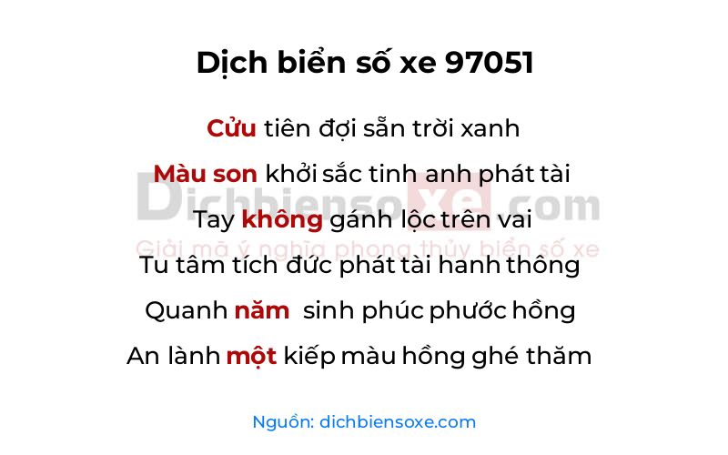 Dịch thơ biển số 97051
