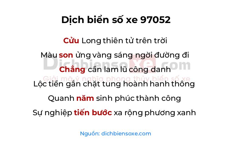 Dịch thơ biển số 97052