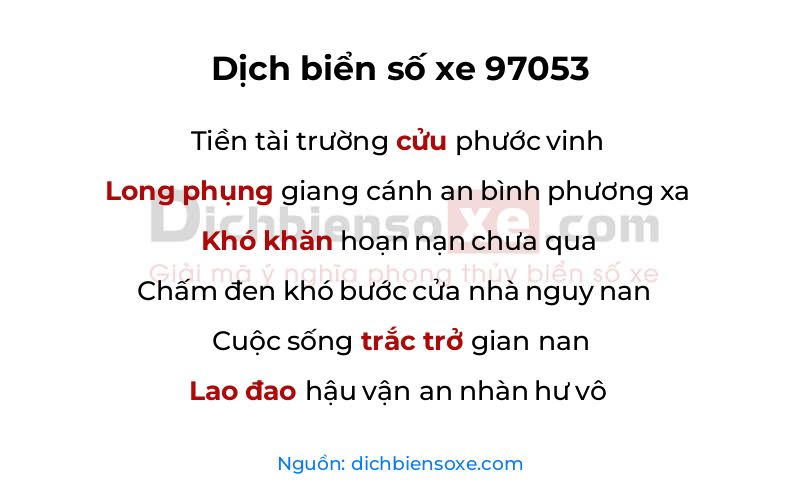 Dịch thơ biển số 97053