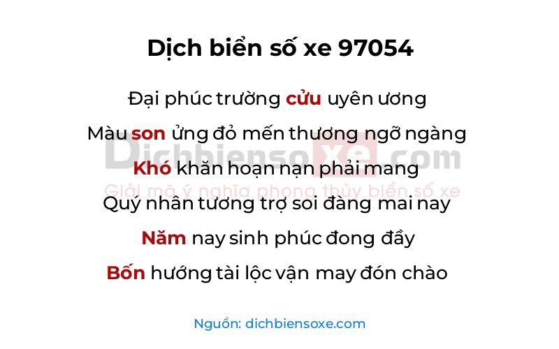 Dịch thơ biển số 97054