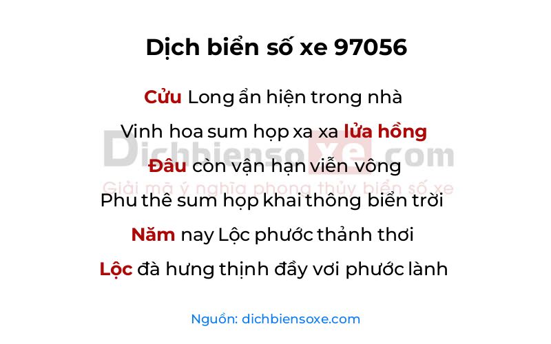 Dịch thơ biển số 97056