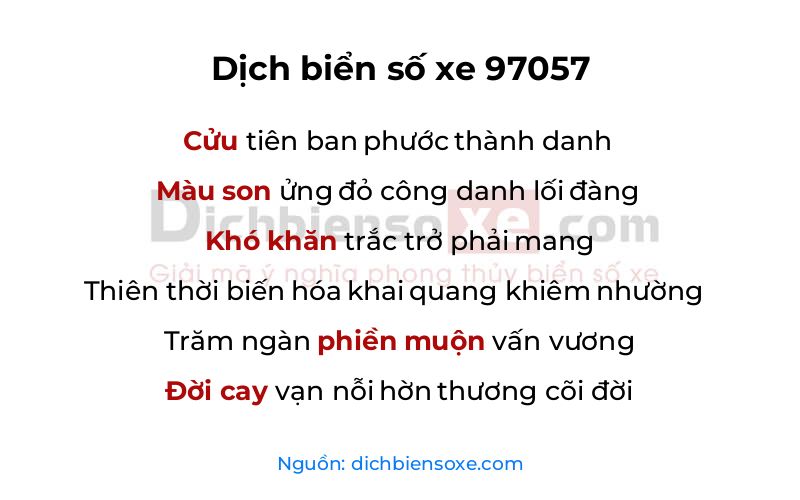 Dịch thơ biển số 97057
