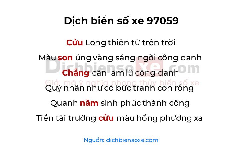 Dịch thơ biển số 97059