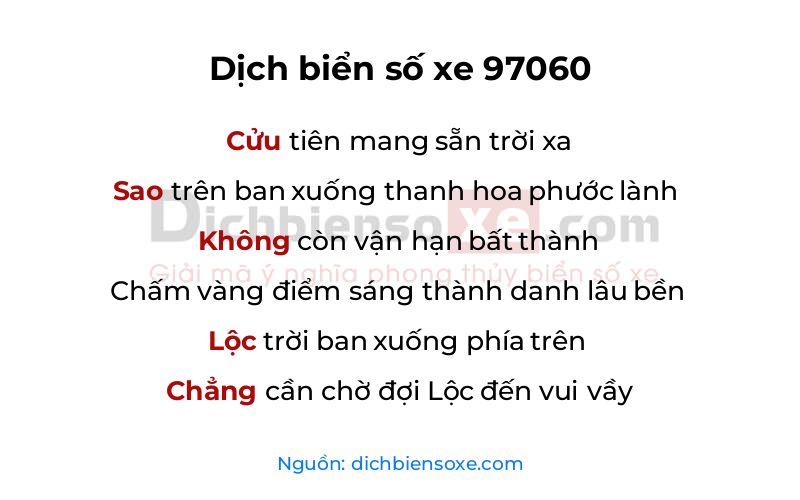 Dịch thơ biển số 97060