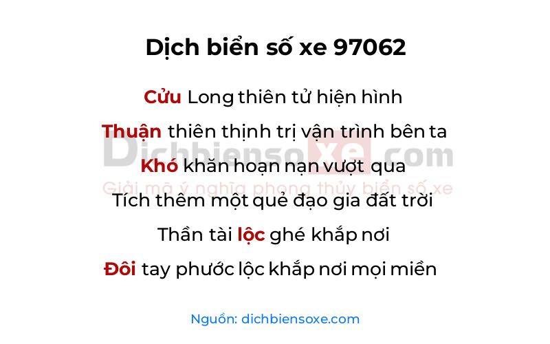 Dịch thơ biển số 97062