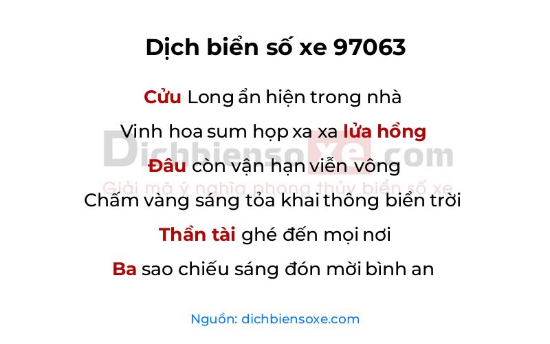 Dịch thơ biển số 97063