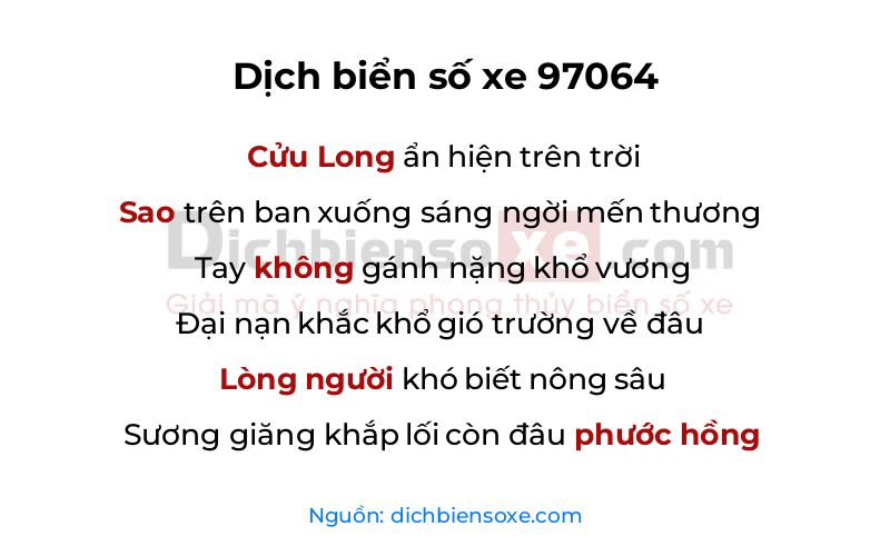 Dịch thơ biển số 97064