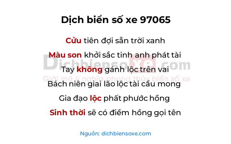 Dịch thơ biển số 97065