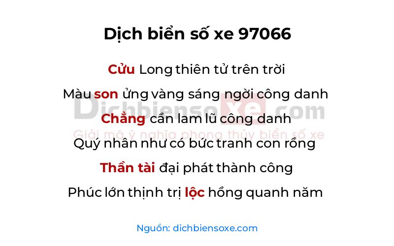 Dịch thơ biển số 97066