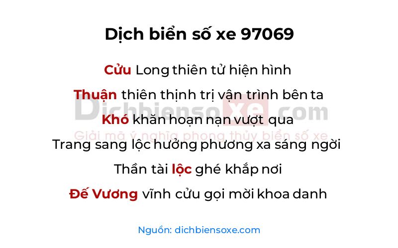 Dịch thơ biển số 97069