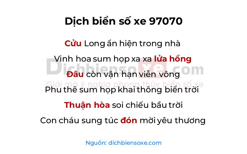 Dịch thơ biển số 97070