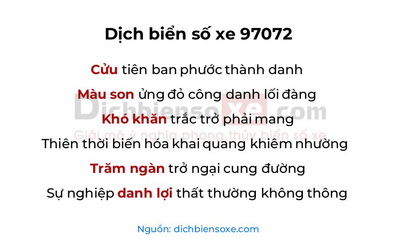 Dịch thơ biển số 97072