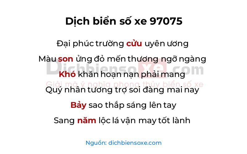 Dịch thơ biển số 97075