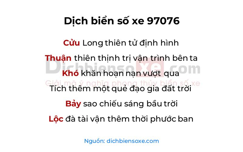 Dịch thơ biển số 97076