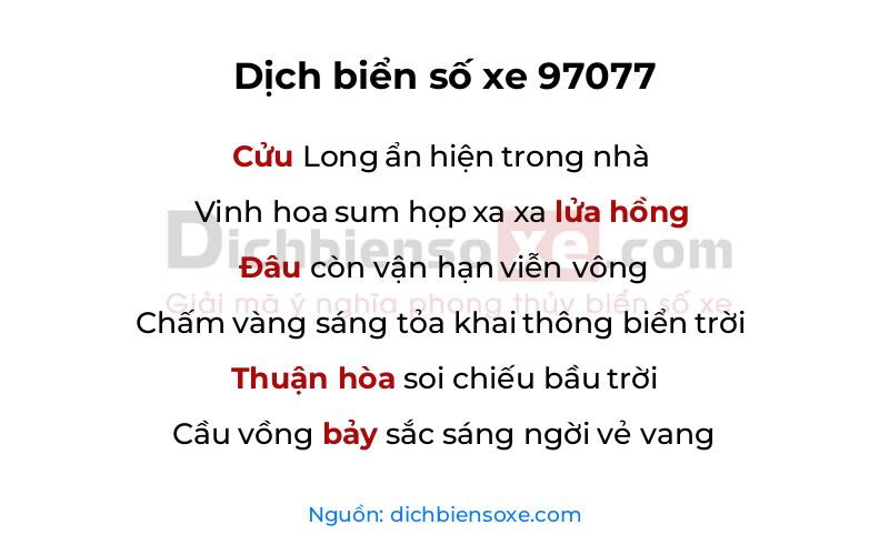 Dịch thơ biển số 97077