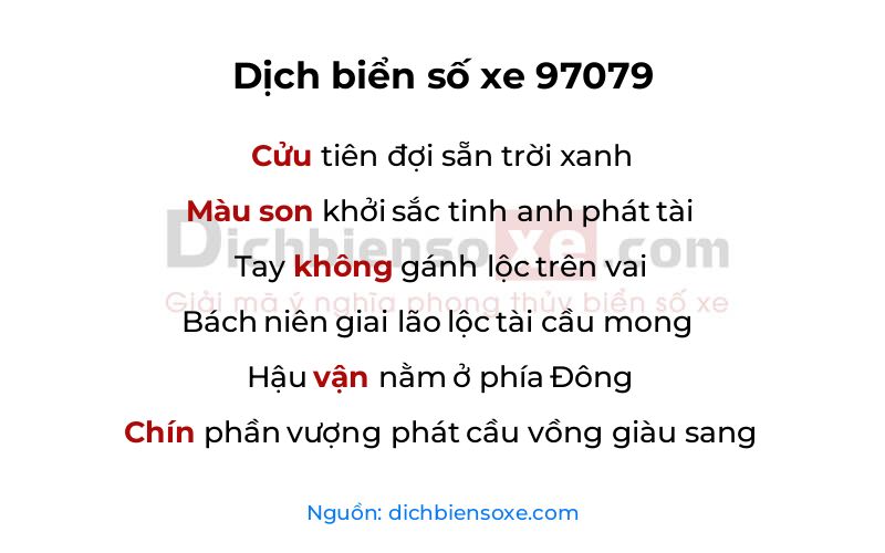 Dịch thơ biển số 97079