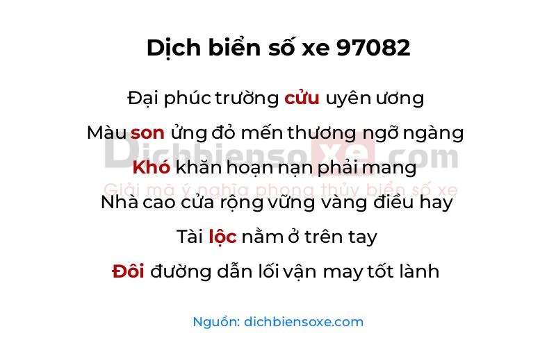 Dịch thơ biển số 97082