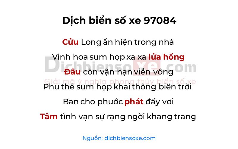 Dịch thơ biển số 97084