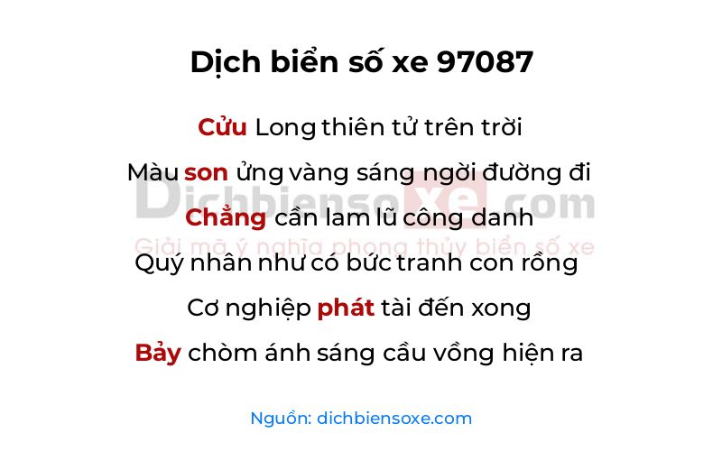 Dịch thơ biển số 97087