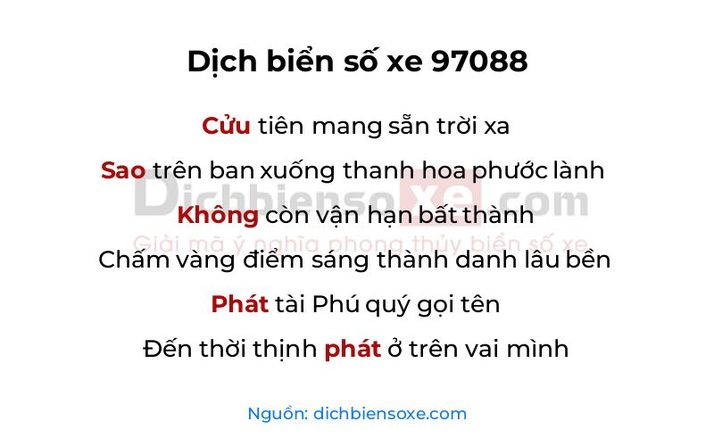 Dịch thơ biển số 97088