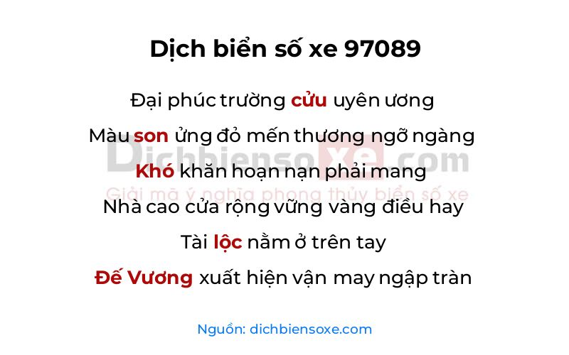 Dịch thơ biển số 97089