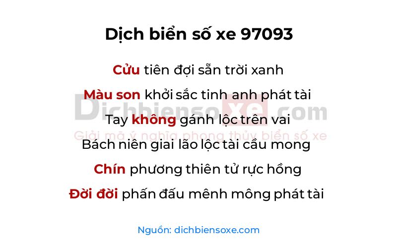 Dịch thơ biển số 97093