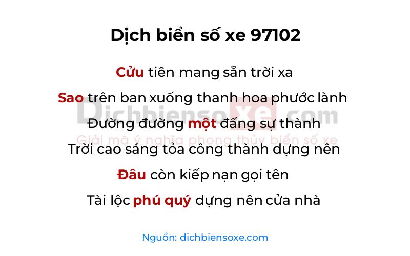 Dịch thơ biển số 97102