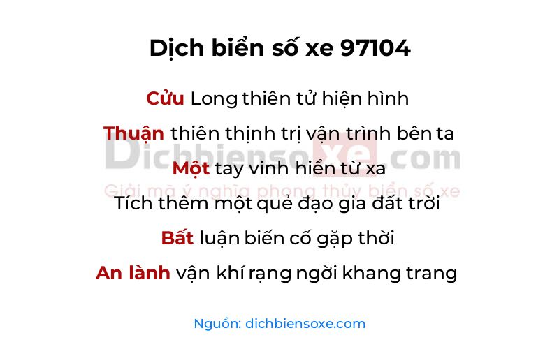 Dịch thơ biển số 97104
