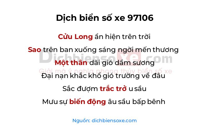 Dịch thơ biển số 97106