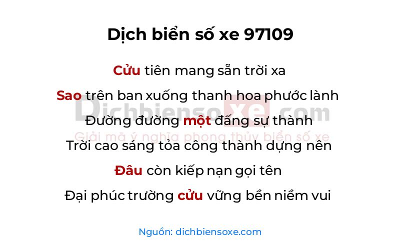 Dịch thơ biển số 97109