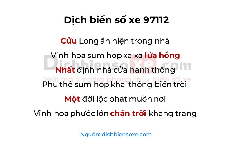 Dịch thơ biển số 97112