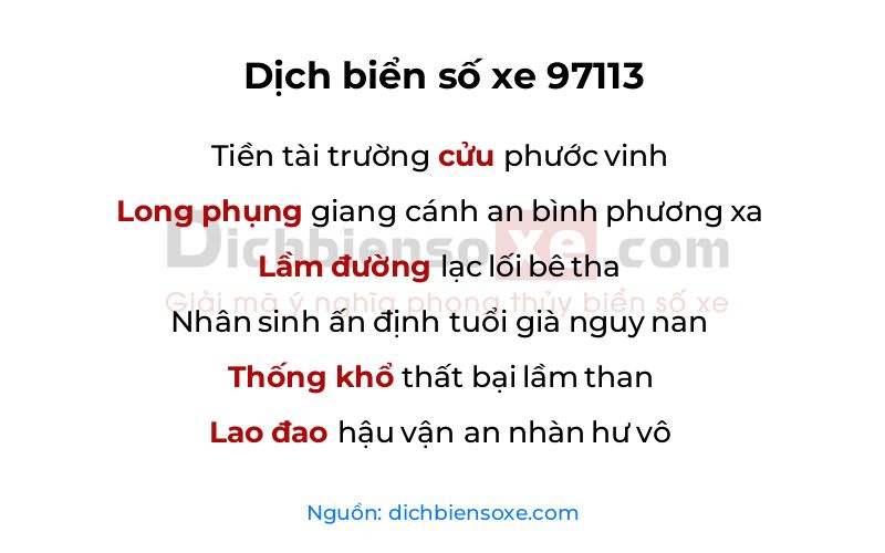 Dịch thơ biển số 97113