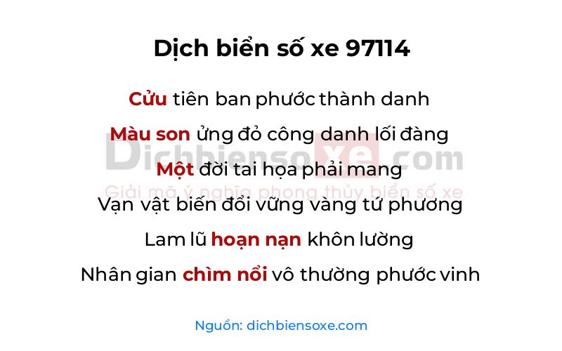 Dịch thơ biển số 97114