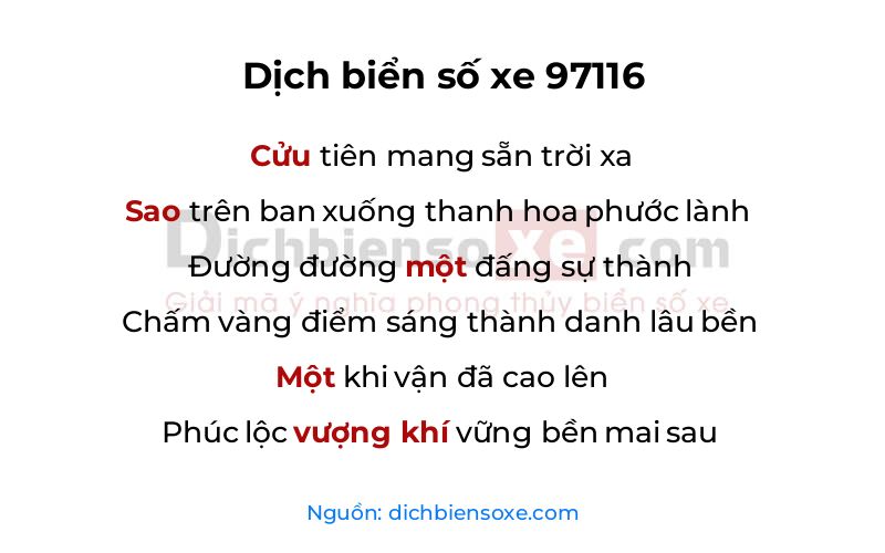 Dịch thơ biển số 97116