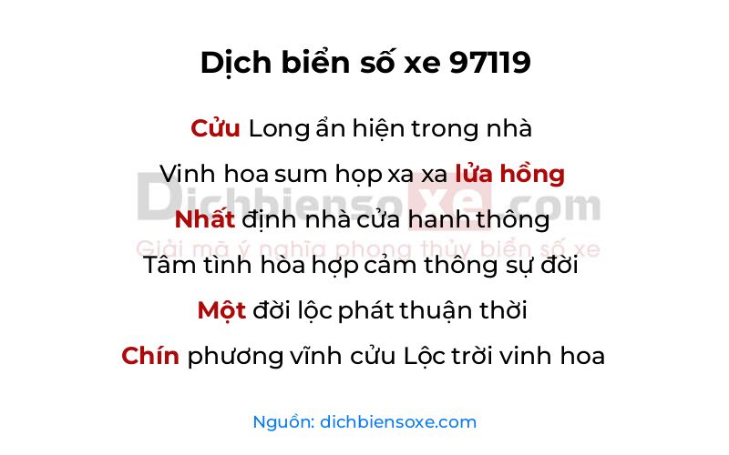 Dịch thơ biển số 97119