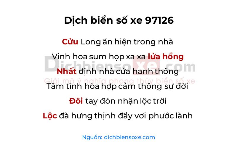 Dịch thơ biển số 97126