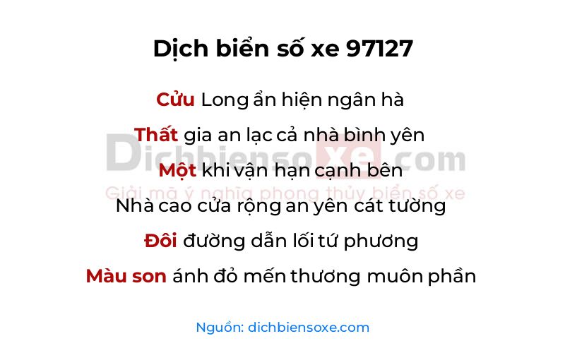 Dịch thơ biển số 97127