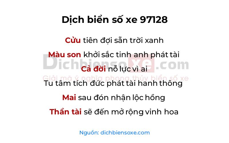 Dịch thơ biển số 97128