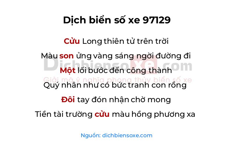 Dịch thơ biển số 97129