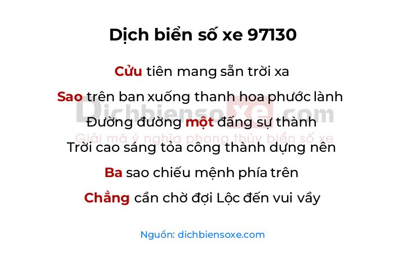 Dịch thơ biển số 97130