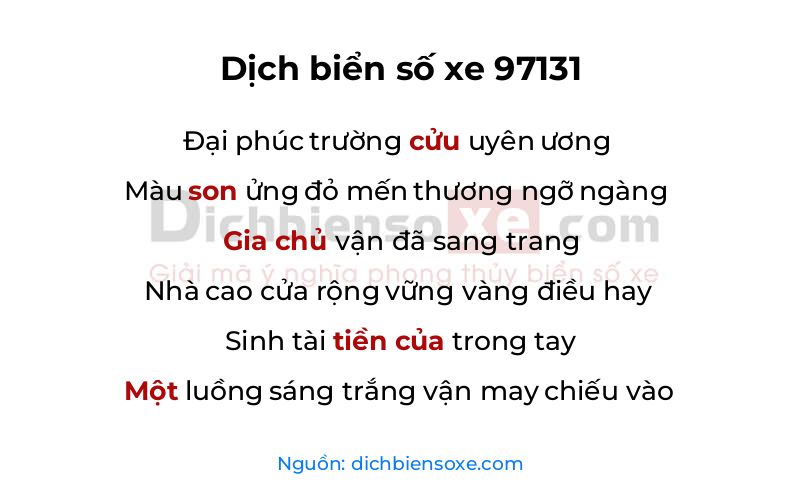 Dịch thơ biển số 97131
