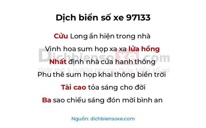Dịch thơ biển số 97133