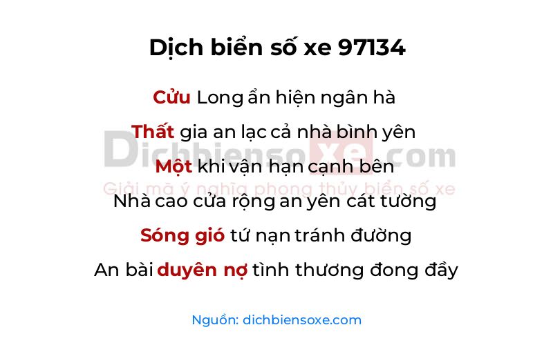 Dịch thơ biển số 97134