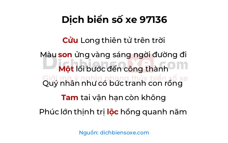 Dịch thơ biển số 97136
