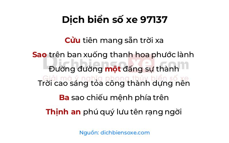 Dịch thơ biển số 97137