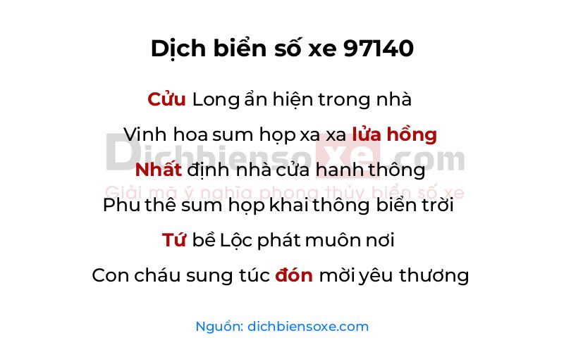 Dịch thơ biển số 97140