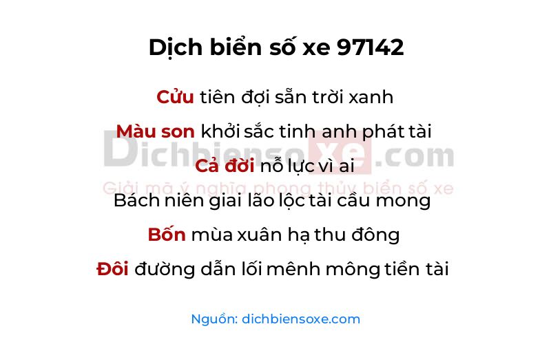 Dịch thơ biển số 97142