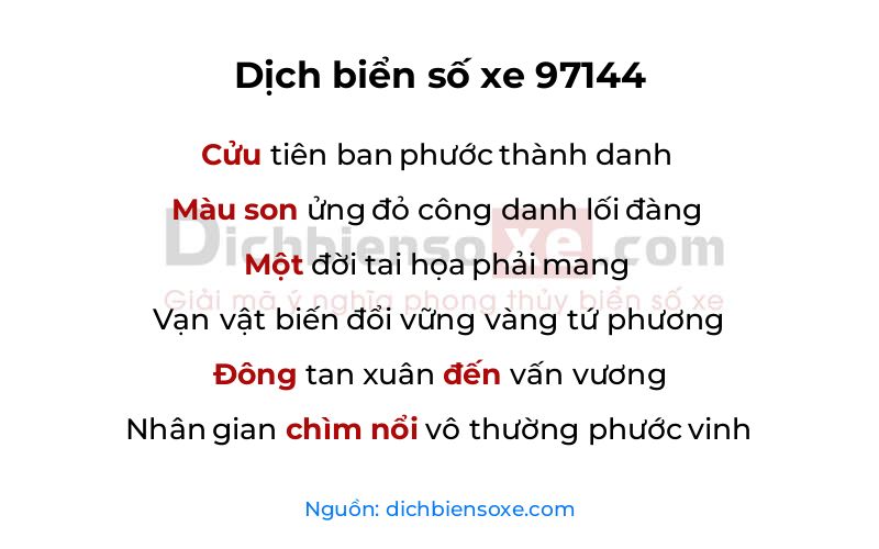 Dịch thơ biển số 97144