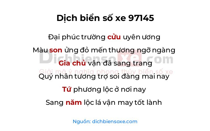 Dịch thơ biển số 97145