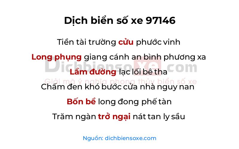 Dịch thơ biển số 97146